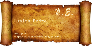 Musics Endre névjegykártya
